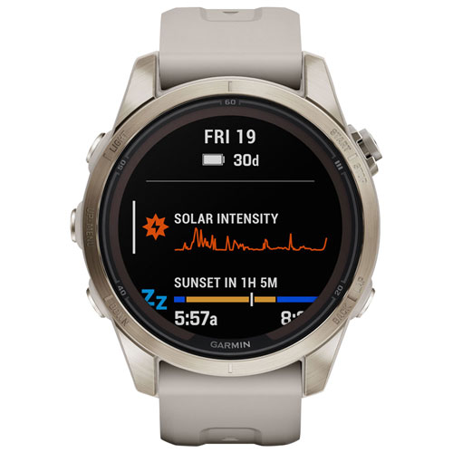 Garmin fenix 7S Pro Sapphire Solar 42mm GPS Watch with Heart Rate Monitor - Soft Gold/Light Sand