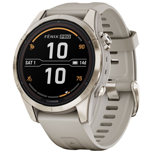 Garmin fēnix 7S Pro Sapphire Solar 42mm Bluetooth Multisport Smartwatch - Soft Gold/Light Sand