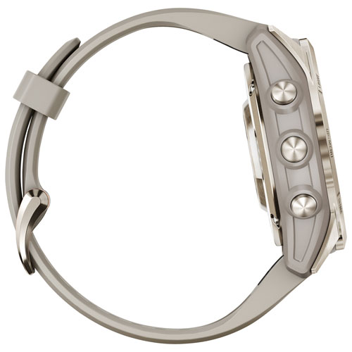 Montre intelligente multisport Bluetooth de 42 mm fēnix 7S Pro Sapphire Solar de Garmin - Doré pâle/Sable pâle