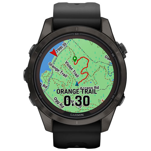 Garmin fenix 7S Pro Sapphire Solar 42mm GPS Watch with Heart Rate Monitor - Carbon Grey/Black