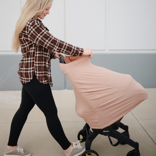 Mushie Multi-Use Nursing and Car Seat Cover - Blush
