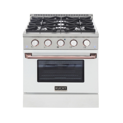 KUCHT  30 In. 4.2 Cu. Ft. Dual Fuel Range for Propane Gas Stove And Electric Oven In & Rose Gold In White We were surprised how much faster items cook on the range