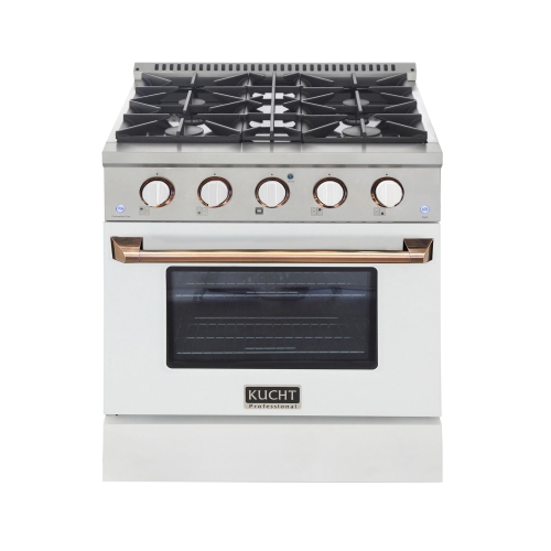 KUCHT  30 In. 4.2 Cu. Ft. Dual Fuel Range for Propane Gas Stove And Electric Oven In & Gold In White Just received our 30” white duel fuel range last night