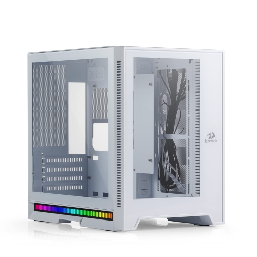 Redragon MC211 ITX Gaming PC Case, M-ATX Computer Chassis w/ 2 Tempered Glass Panels & High Airflow Perforated Panels, 240mm Radiator Support, Rhythm