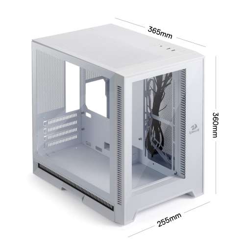 Redragon MC211 ITX Gaming PC Case, M-ATX Computer Chassis w/ 2 Tempered Glass Panels & High Airflow Perforated Panels, 240mm Radiator Support, Rhythm