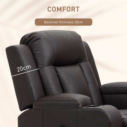 HOMCOM Swivel Massage Recliner Chair Rocker, Overstuffed Manual Reclining Sofa, PU Leather Rocking Chair with Side Pockets, Cup Holders, for Living