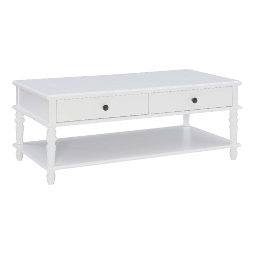 LINON  Mavis Wood Coffee Table With Drawers In In White