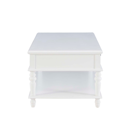Linon Mavis Wood Coffee Table with Drawers in White