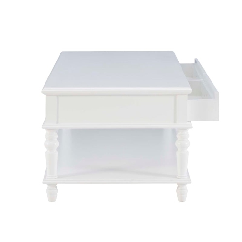Linon Mavis Wood Coffee Table with Drawers in White