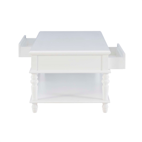Linon Mavis Wood Coffee Table with Drawers in White
