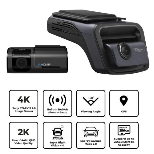 Caméra tableau de bord UHD U3000 4K deux canaux de Thinkware/carte microSD 64GB Go/câble d'alimentation OBD-II