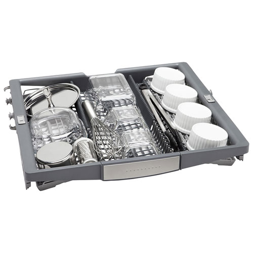 Lave-vaisselle encastrable 24 po 42 dB avec troisième panier de Bosch - Acier inoxydable noir