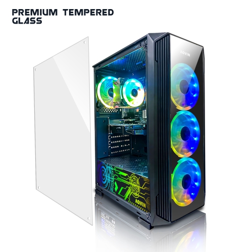 AQVIN ZForce Windows 11 Pro Gaming Computer Tower PC | Intel i7 Processor 4.6Ghz | NVIDIA Graphics RTX 5050 8GB GDDR6 | 32GB DDR4 RAM | 1TB SSD | Wifi