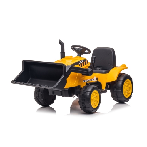 12V Excavator 1-Seater Tractor Ride-On for Kids with Parental RC and Wagon