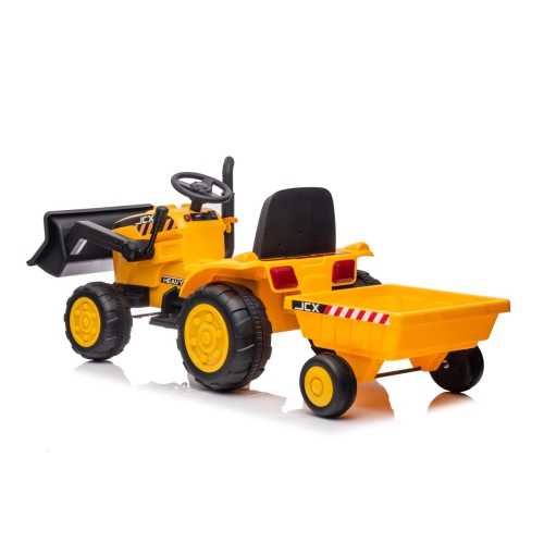 12V Excavator 1-Seater Tractor Ride-On for Kids with Parental RC and Wagon