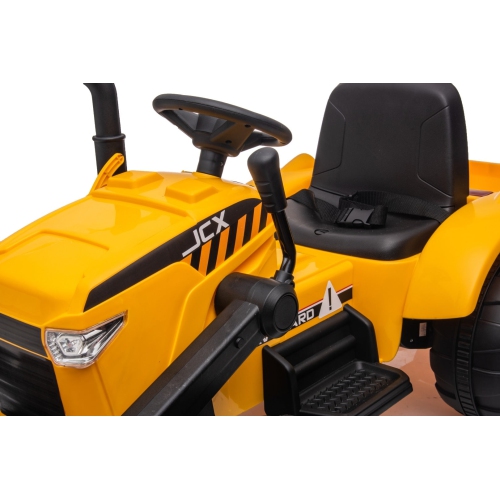 12V Excavator 1-Seater Tractor Ride-On for Kids with Parental RC and Wagon