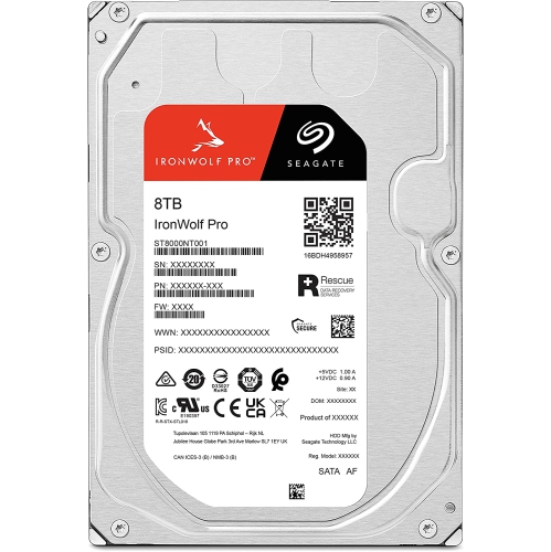 Disque dur interne NAS d’entreprise 8 To IronWolf Pro de Seagate – SATA 3.5 po 6 Gb/s 7200 tr/min 256 Mo de mémoire cache pour le stockage en réseau