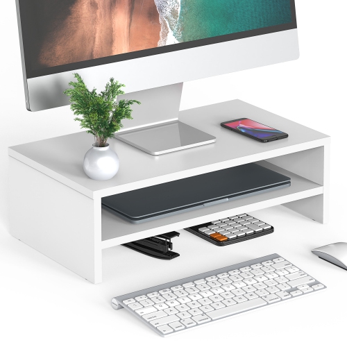 FITUEYES Monitor Stand - Computer Monitor Riser with 16.7 Inch Shelf, Wood  Desktop Stand for Laptop Computer Screen, Desk Organization, Office