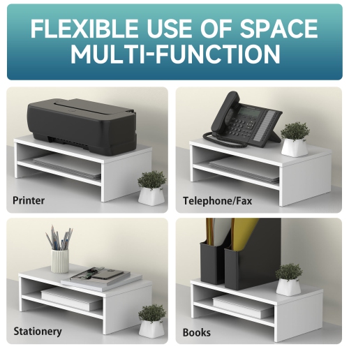 FITUEYES Wood 2 Tiers Monitor Stand Riser, 16.7 Inch Desktop Shelf Storage Organizer, Ergonomic Desk & Tabletop Organizer Desktop Stand for Laptop,