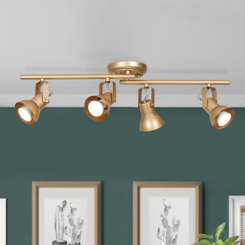 Transitional 29-in 4-Light Matte Gold Gourd with Adjustable Spot Light Base dimmable Gu10 Pin Base Modern/Contemporary Track Light