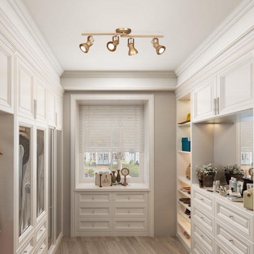 Transitional 29-in 4-Light Matte Gold Gourd with Adjustable Spot Light Base dimmable Gu10 Pin Base Modern/Contemporary Track Light