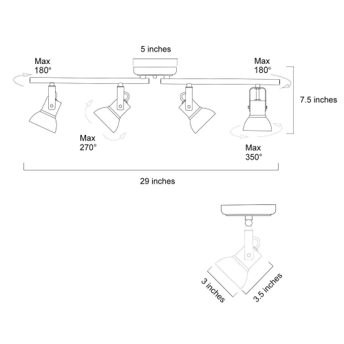Transitional 29-in 4-Light Matte Gold Gourd with Adjustable Spot Light Base dimmable Gu10 Pin Base Modern/Contemporary Track Light