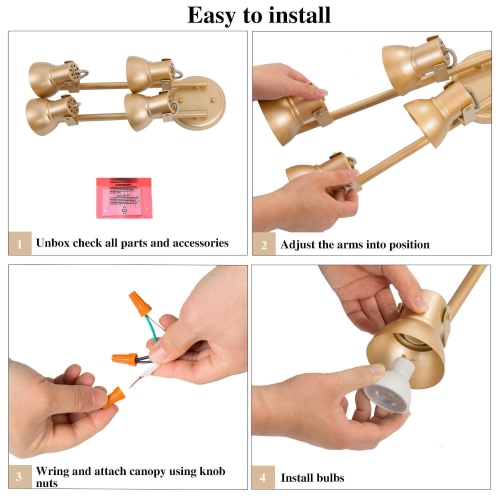 Transitional 29-in 4-Light Matte Gold Gourd with Adjustable Spot Light Base dimmable Gu10 Pin Base Modern/Contemporary Track Light