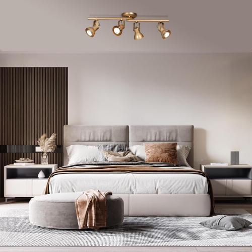 Transitional 29-in 4-Light Matte Gold Gourd with Adjustable Spot Light Base dimmable Gu10 Pin Base Modern/Contemporary Track Light