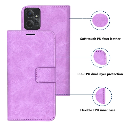 XCRS Folio Magnetic Wallet Cover, PU Leather Pouch with Card Slot and Stand Case for Motorola Moto G Power 5G.