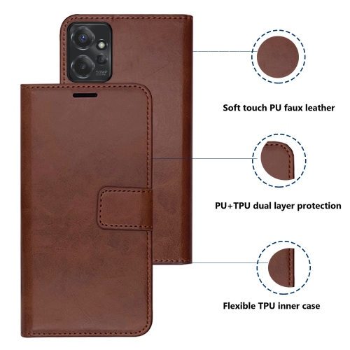 XCRS Folio Magnetic Wallet Cover, PU Leather Pouch with Card Slot and Stand Case for Motorola Moto G Power 5G.