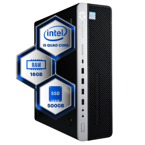 HP  Refurbished (Good) Prodesk 7Th Gen Desktop Computer | Quad Core Intel I5 (3.2) | 16GB Ddr4 Ram | 500GB SSD | Windows 10 Professional | Home Or