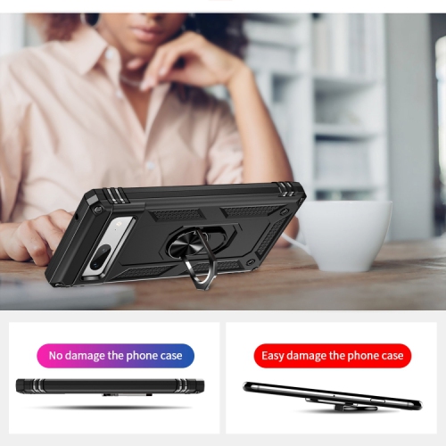 XCRS Dual-Layer Slim Design Armor Protection Cover, Built-in Magnetic Ring, 360 ° Rotating Kickstand for Hands-Free View, Drop Protection Case for