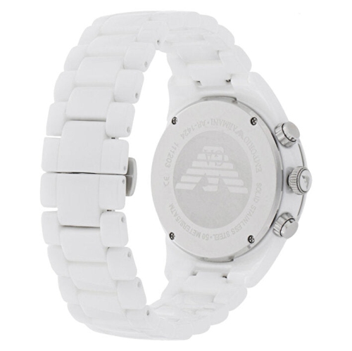 Emporio Armani Ceramic Chronograph White Dial White Ceramic Strap Watch For Men AR1424