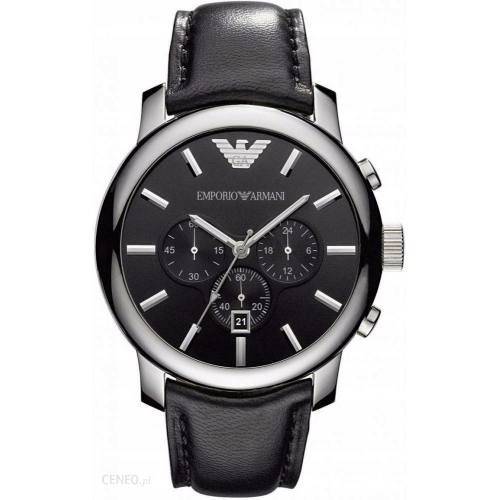 JAPANESE MADE QUARTZ  Emporio Armani Classic Chronograph Dial Leather Strap Watch for Men - Ar0431 In Black