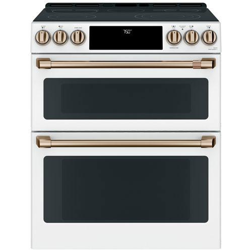 Open Box - Café 30" Double Oven Slide-In Electric Range - Matte White - Perfect Condition