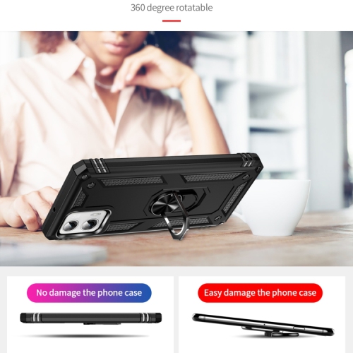 XCRS Dual-Layer Slim Design Armor Protection Cover, Built-in Magnetic Ring, 360 ° Rotating Kickstand for Hands-Free View, Drop Protection Case for
