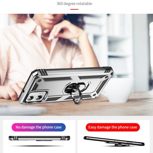 XCRS Dual-Layer Slim Design Armor Protection Cover, Built-in Magnetic Ring, 360 ° Rotating Kickstand for Hands-Free View, Drop Protection Case for
