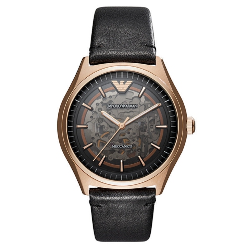 EMPORIO ARMANI  Meccanico Dial Leather Watch for Men - Ar60004 In Black