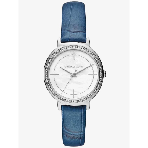 Montre Cinthia avec bracelet en cuir bleu à cadran en nacre de Michael Kors pour femmes – MK2661