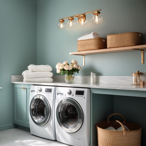 Farmhouse Gold Bathroom Vanity Light, 28-in 4-Light Brass Gold In Clear Globe Glass LED Modern/Contemporary Vanity Light