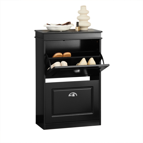 SOBUY  Fsr78-Sch, 2 Drawers Shoe Cabinet Shoe Rack Shoe Storage Cupboard Organizer Unit, Black