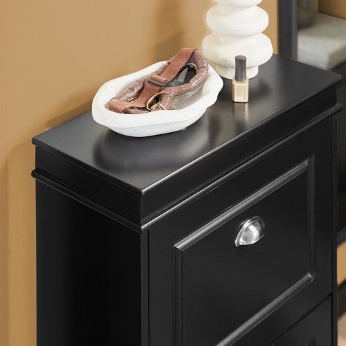SoBuy FSR78-SCH,2 Drawers Shoe Cabinet Shoe Rack Shoe Storage Cupboard Organizer Unit,Black