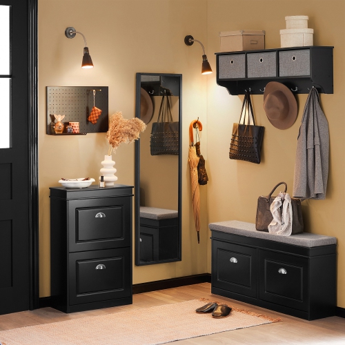 SoBuy FSR78-SCH,2 Drawers Shoe Cabinet Shoe Rack Shoe Storage Cupboard Organizer Unit,Black