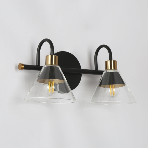 UOLFIN  Bathroom Vanity Light, 14-In 2-Light Gold And In Bell Led Modern/contemporary Vanity Light In Black