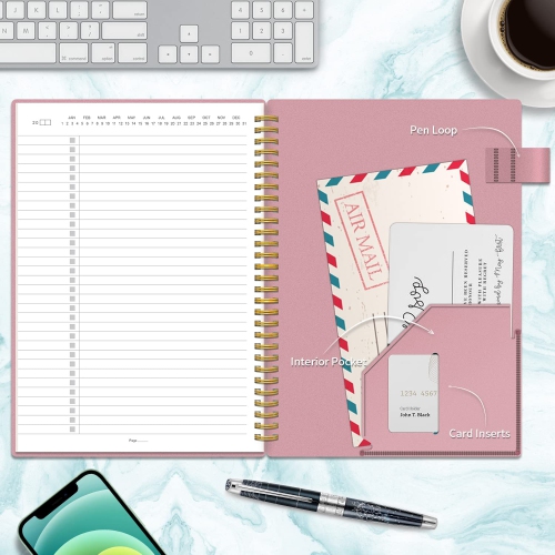 Daily Planner Undated, To Do List Notebook with Hourly Schedule CoolHut Calendars Meal, 160 Pages Pink