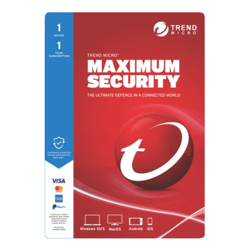 TREND MICRO  Maximum Security (Includes Mobile Security for Android And Ios) | 1 User - 1 Year | Digital Download