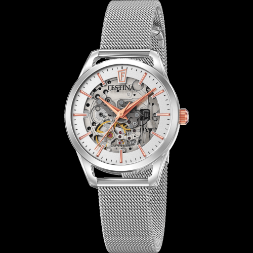 FESTINA  F20538/1 Automatic Mesh Band Watch In In Silver