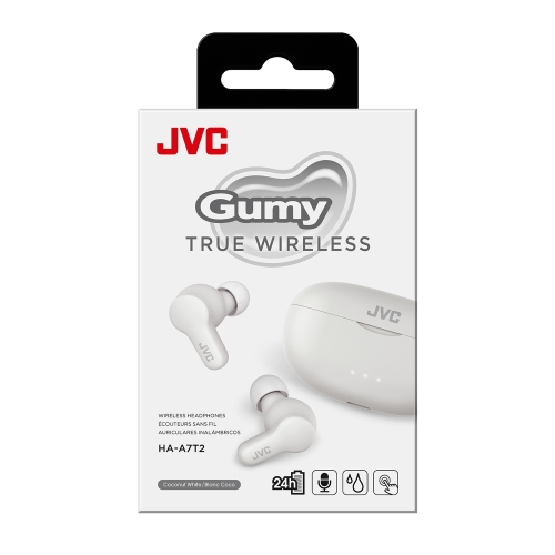 JVC HA-A7T2-W - Gumy In-Ear Headphones, Bluetooth 5.3, Charging Box and Touch Controls, White