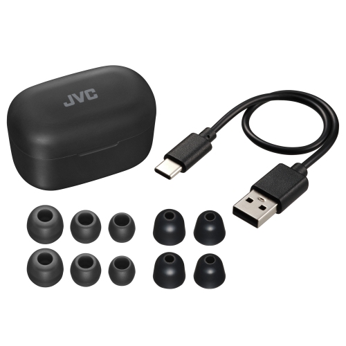 JVC HA-A25T-B - Marshmallow In-Ear Headphones with Noise Cancellation, Bluetooth 5.3, Charging Case and Touch Controls, Black