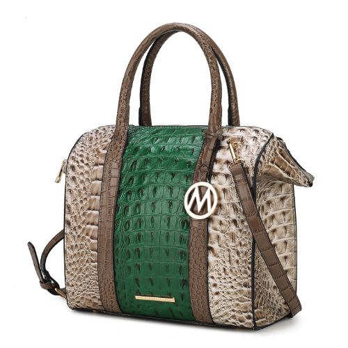 Ember Faux Crocodile-Embossed Vegan Leather Women’s Large Satchel ...